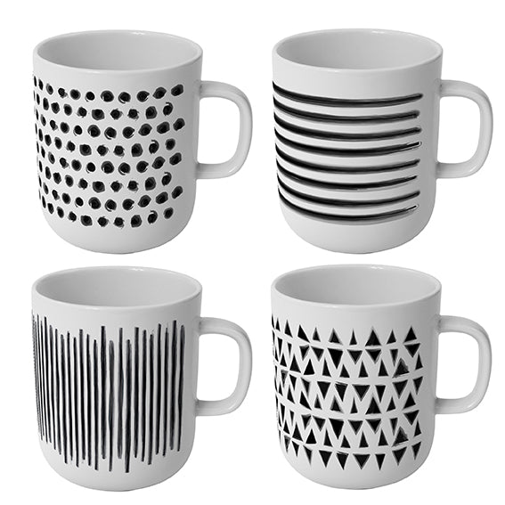 Becher Set 4-tlg. | Pure | Black & White 4 Motive